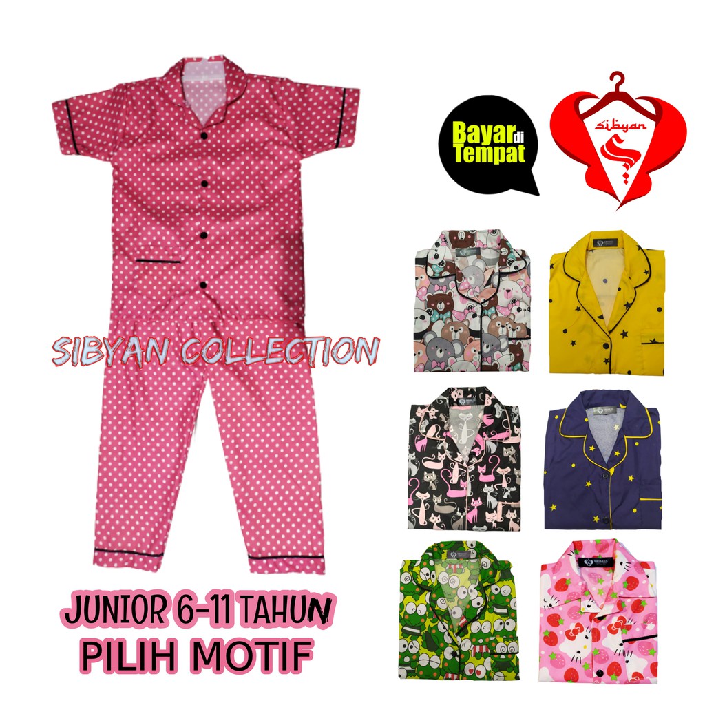  PART 1 Piyama Anak  6 12  Tahun  Berkerah Baju  Tidur  