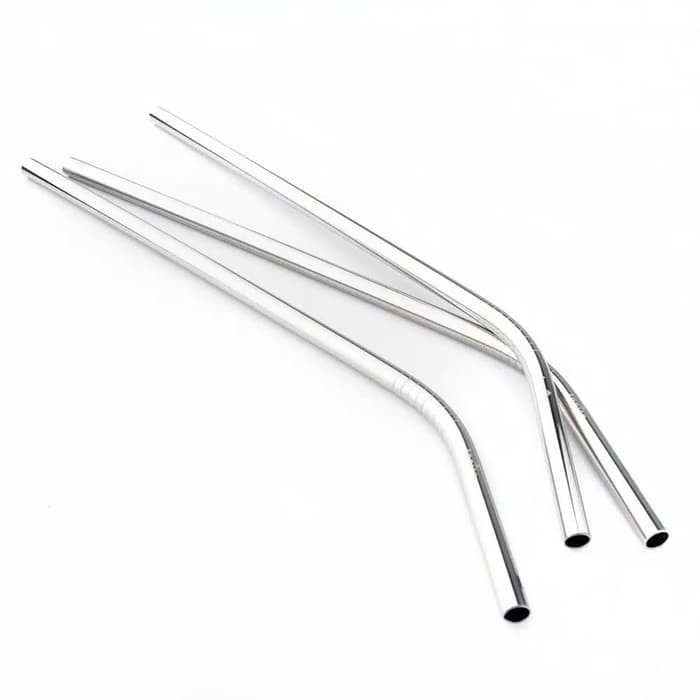 SEDOTAN STAINLESS BENGKOK STRAW SEDOTAN BESI LENGKUNG STAINLESS SILVER