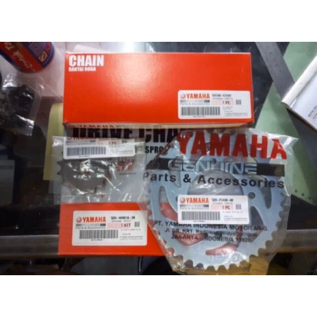 GEARSET GIRSET PAKET PLUS RANTAI YAMAHA VEGA ZR / JUPITER Z ROBOT 2010 5D9 ORIGINAL YGP