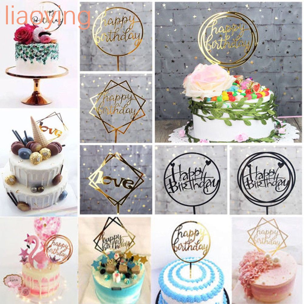 Hiasan  Topper Kue  dengan Bahan Akrilik dan Gambar Tulisan 
