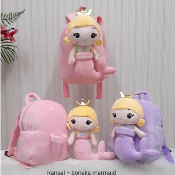 Tas Ransel Boneka Mermaid/Backpack/Tas Sekolah Anak Paud Putri Duyung