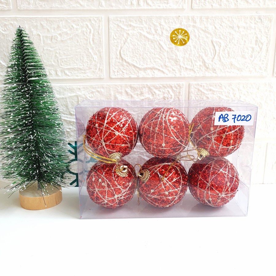 Bola Natal 6cm isi 6 Dekorasi Pohon Natal Christmas Tree Ball Grosir