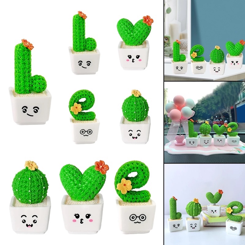 Ornamen Pot Tanaman Kaktus Mini Bahan Resin Untuk Dekorasi Mobil