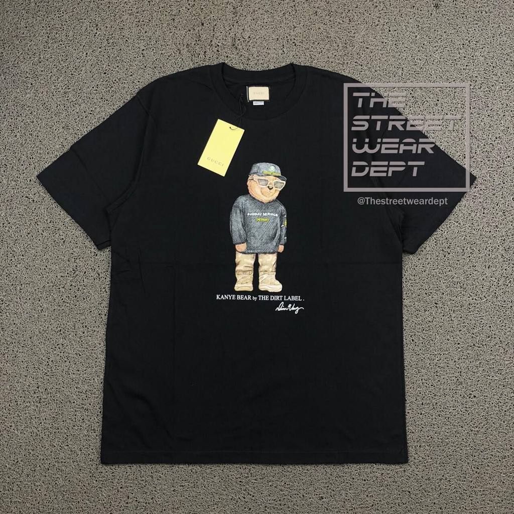 Kaos Tshirt Tee Gucci Kanye Bear Hitam
