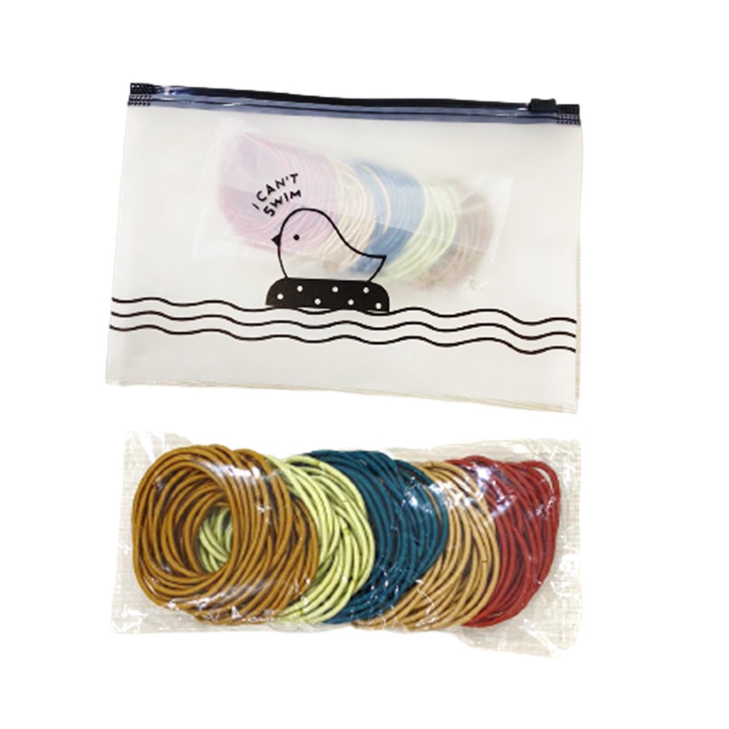 HC Ikat rambut  Karet Rambut Elastis Warna Polos 2 warna 100Pcs Gaya Korea untuk Wanita-HC4009 5 WARNA 2