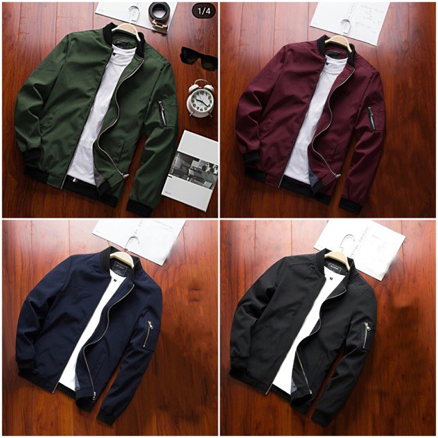 Airu Bayar COD JAKET IDOHUGO JAKET PARASUT PRIA JAKET BOMBER PRIA 4 WARNA baju murah