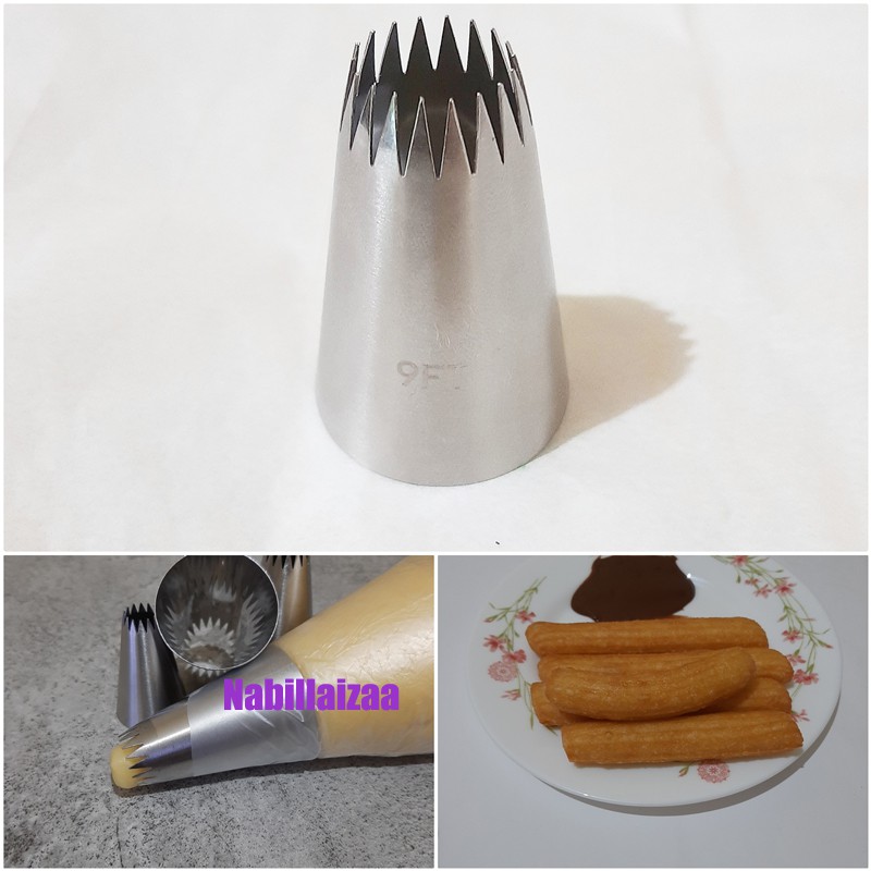 Spuit Kue 9FT Churros Import Semprit Tart Bahan Stainless Sagu Keju Ukuran Besar Kue Sus