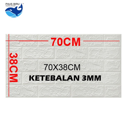 Paus Biru - Wallpaper Dinding 3D bata / wallpaper 3D Foam 77x70cm ketebalan 4.5mm-W70 PUTIH 3MM 70X38