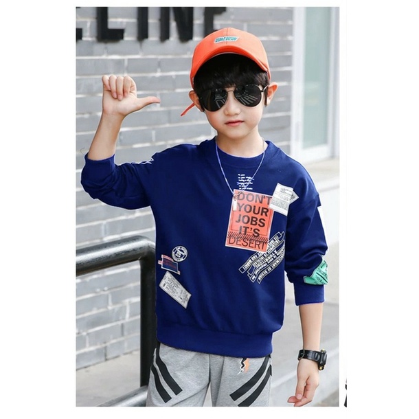 JOSJOLI_STORE/Baju Sweater Kids Ibra/Atasan Anak Laki-Laki Lengan Panjang/Ideal Usia 6-14 Tahun