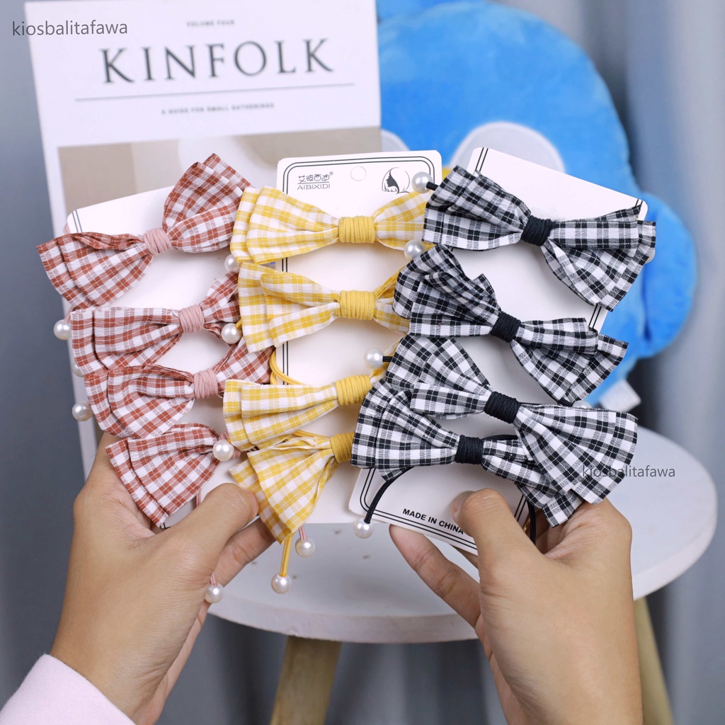 (SATUAN) Ikat Rambut Chibi - Aksesoris Kunciran Simpul Anak Perempuan kualitas Import Gaya Elegant Korea Pita Square Balita Wanita Lucu Murah Babycinnamon