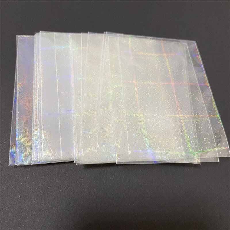 50pcs Laser Square Lines Card Sleeves Card Protector Flashing Film for KPOP Photocard Game Cards Acid-free Inner Sleeves