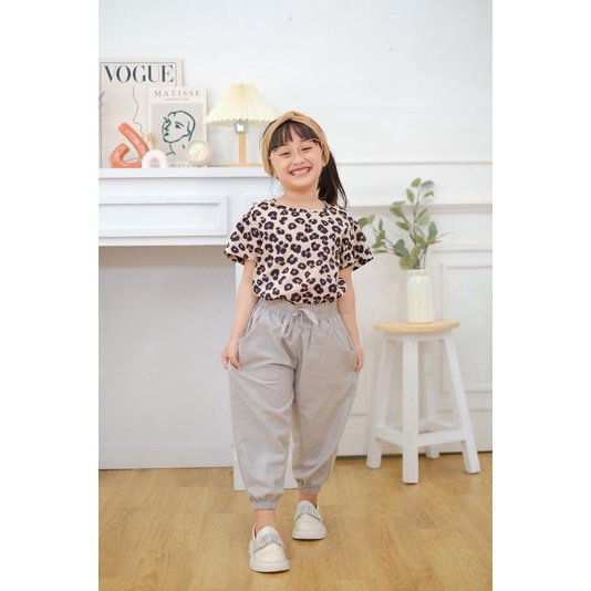 Atasan Leopard Kemeja Atasan Anak Cewek Neeca Kiddos Size 2,4,6,8,10 Y