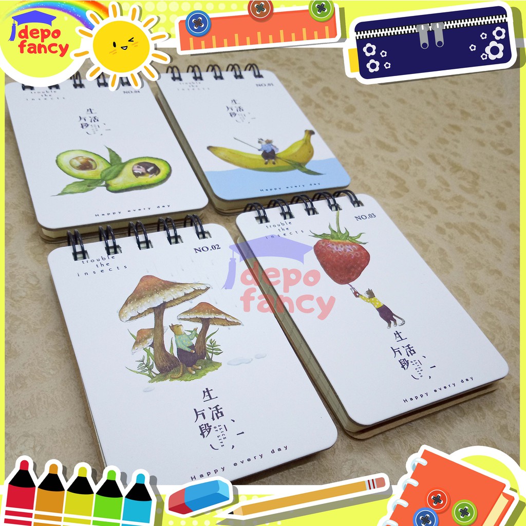 

Buku Tulis Mini Notebook Mini Memo Spiral Motif Fancy HMX-A701