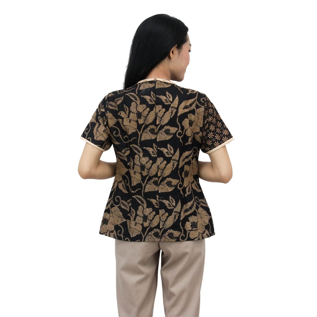 Atasan Batik Wanita Blouse Batik Dua Putri  S-M-L-XL-XXL-3L-4L-5L  Daun Kembar