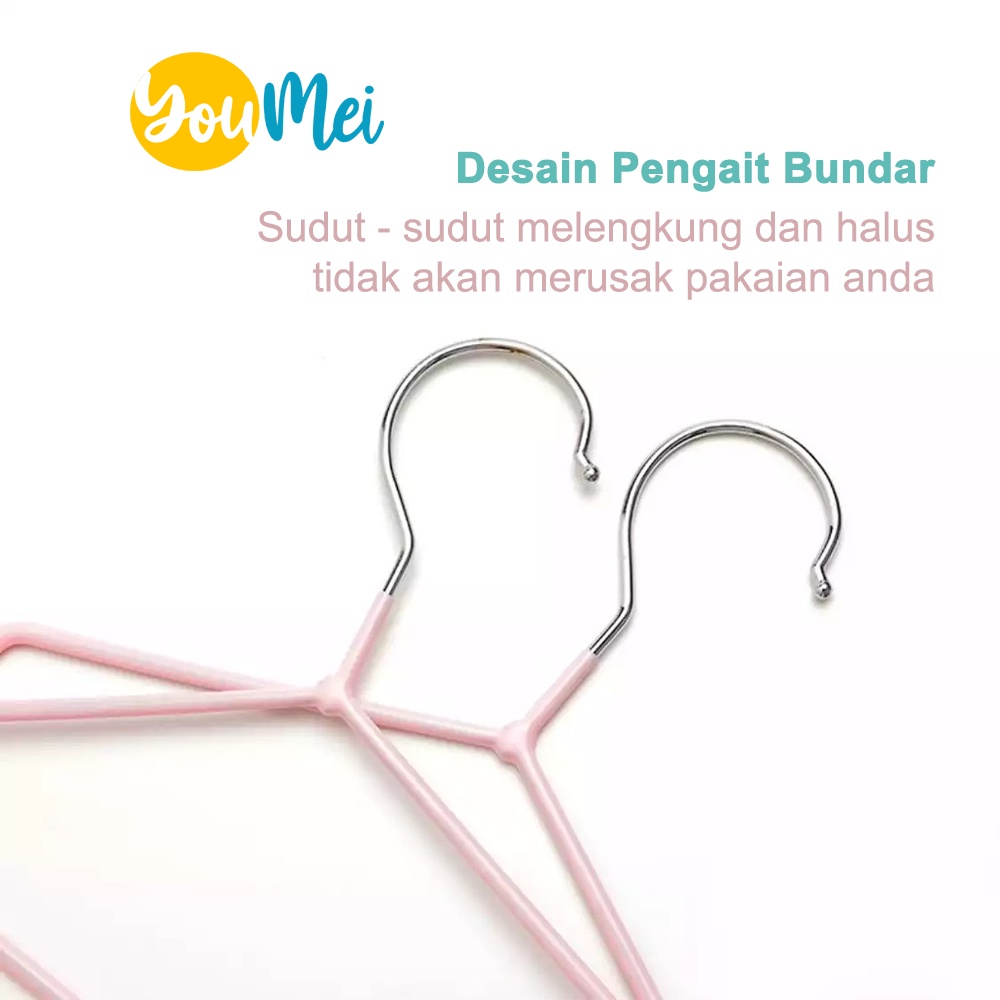 Gantungan Baju Hanger Kawat Coating Lapis Plastik Kuat Dan Lentur 10 Pcs - 1047