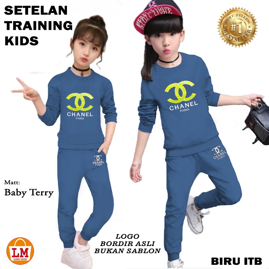 TERBARU Baju Setelan Pakaian Olahraga Anak Perempuan  KIDS Full BORDIR Ukuran S M L LMS 21538