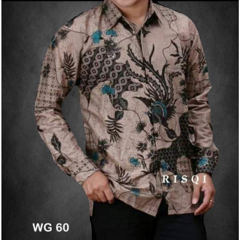 NEW ARRIVAL DISTRO KEMEJA BAJU BATIK PRIA LENGAN PANJANG PRIA COWO COWOK BORDIR SOGAN HRB026 MODERN