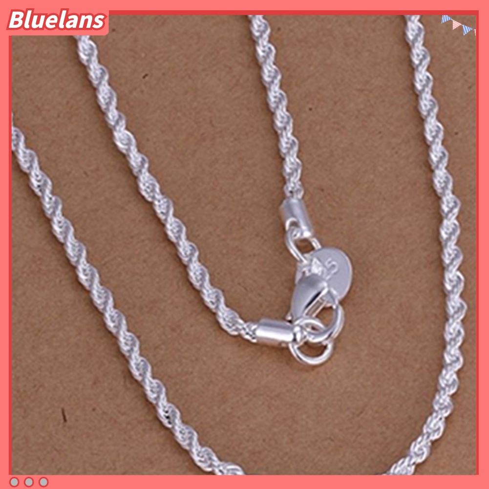 Bluelans 16/18/20/22/24 inch Women Silver Plated 2mm Twisted Necklace Chain No Pendant