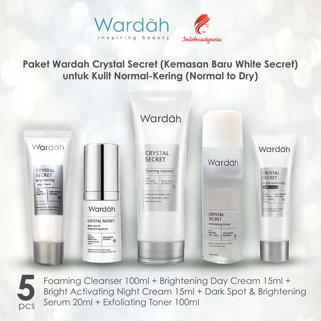 Paket Wardah Crystal Secret 5pcs - Mencerahkan Glowing Menghilangkan Noda Bekas Jerawat