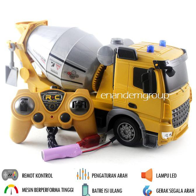 Mainan Mobil Remot Kontrol Truk Semen Molen Premium (Ukuran Besar) - Abu-abu