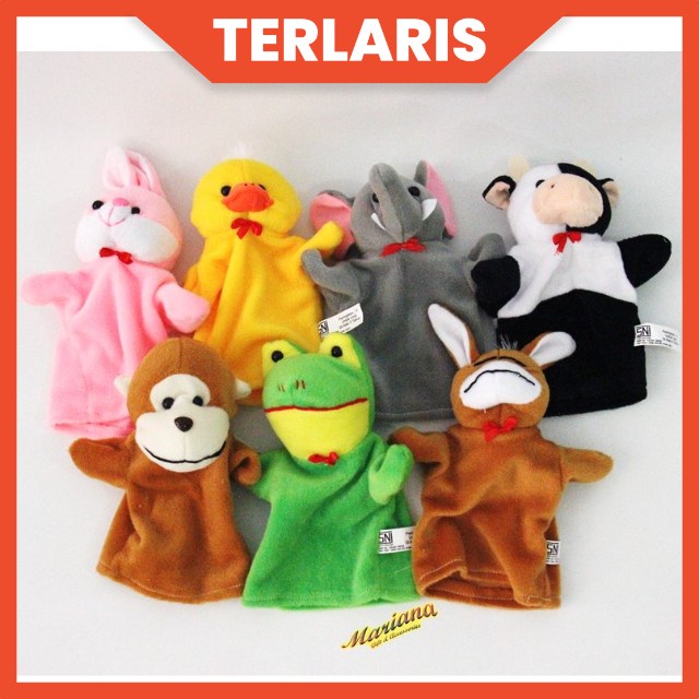 Jual Hand Puppet Boneka Tangan Binatang Kelinci Bebek Gajah Sapi