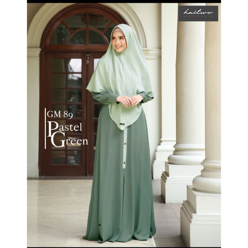 gamis haitwo gm 89 pastel green, ngca 01 dusty blue no 9