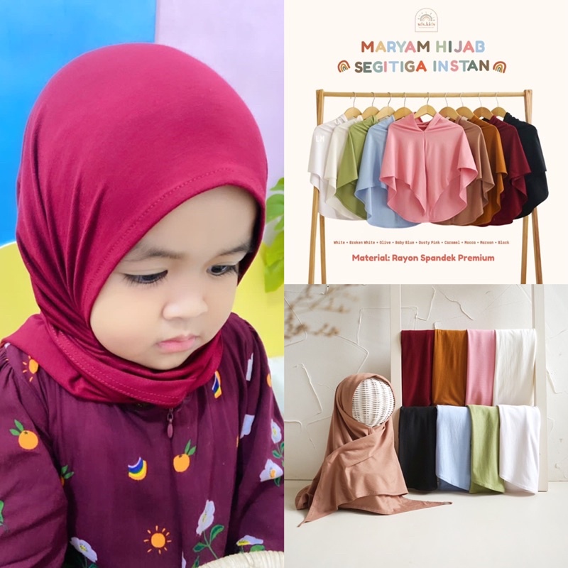 MARYAM Hijab Segitiga Instant 1-9thn / Jilbab Anak SDS Kids