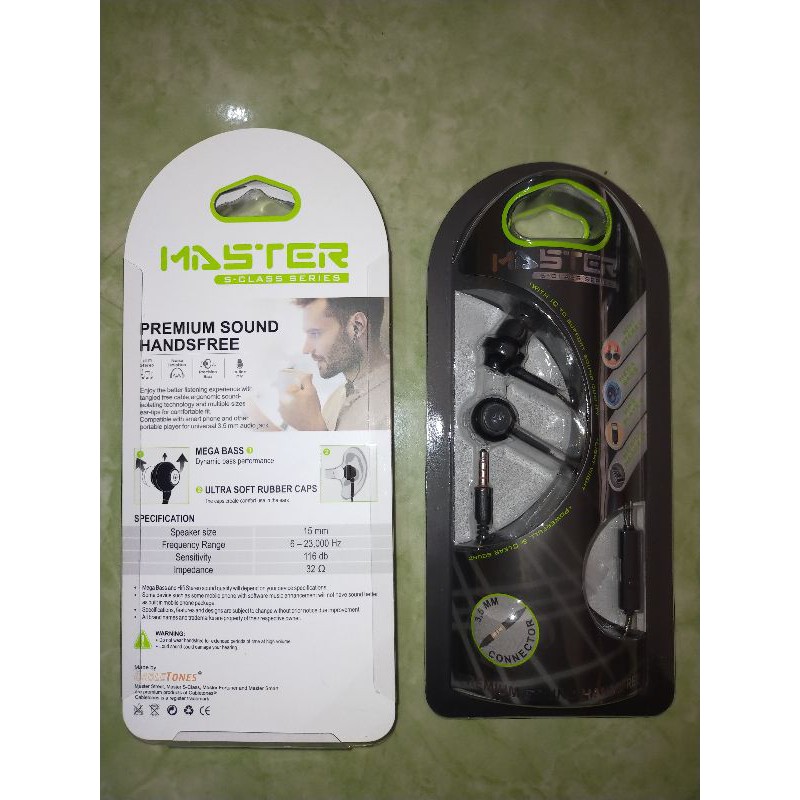 HANDSFREE / EARPHONE MASTER SCLASS-3 SUPER BASS FOR ALL SMARTPHONE (P9122)