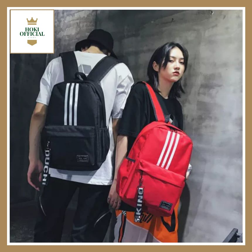 [COD] Ransel Pria Wanita Tas Sekolah Kapasitas Besar Backpack High Quality Murah Bahan Nilon Tas Unisex Warna Solid HokiOfficial