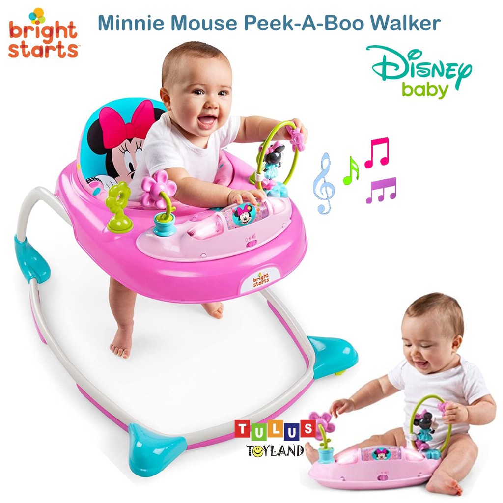 Bright Starts Minnie Mouse PeekABoo Walker Disney Baby mainan belajar jalan alat bantu berjalan bayi