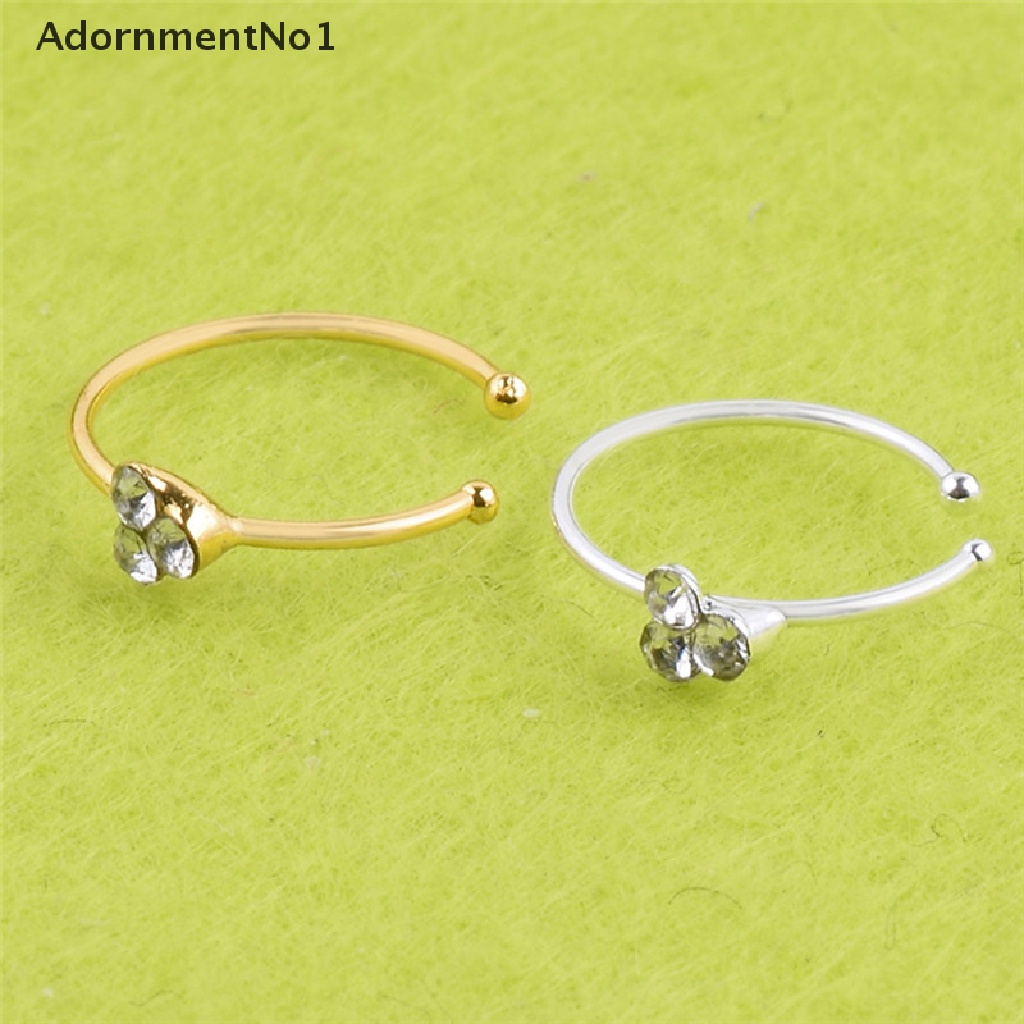 (AdornmentNo1) Cincin Tindik Hidung Bahan Surgical Steel Hias Kristal / Berlian Imitasi Untuk Wanita