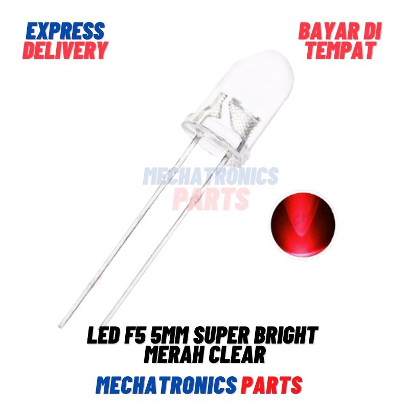 LED F5 5MM SUPER BRIGHT RED MERAH CLEAR
