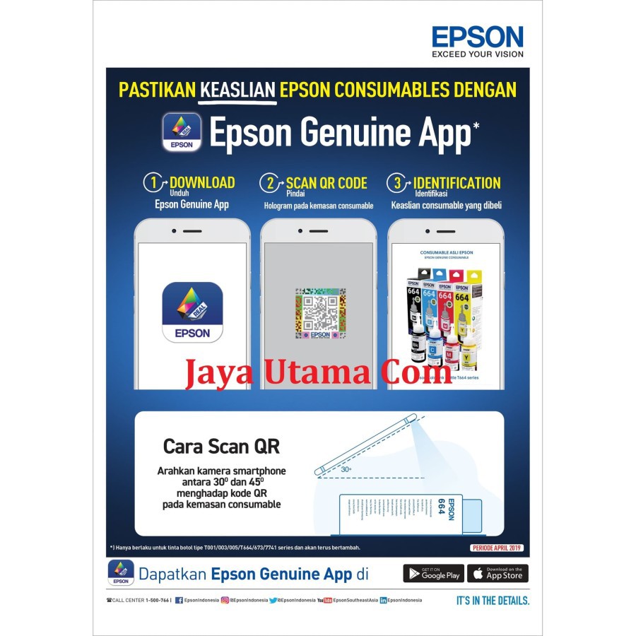 Tinta Epson 001 BKCMY Series Original