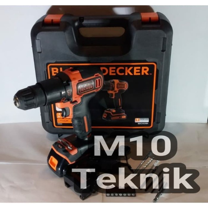 Black & Decker Cordless Drill Driver Bor Baterai 18 V BDCHD18K