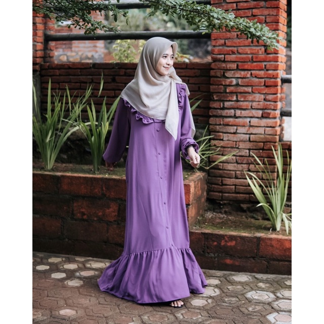 Gamis Crinkle Airflow Jumbo Premium | Dress Crinkle Kancing Polos