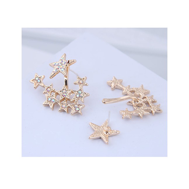 LRC Anting Tusuk Fashion Gold 925 Silver Needle Flashing Star Stud Earrings A59441