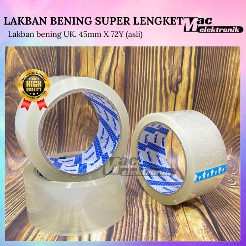 LAKBAN COKLAT DAN BENING SUPER LENGKET UKURAN 45MM x 72Y dan 44MM x 90Y ASLI BENING FREE BUBBLE / SOLASI BENING 90Y x 45MM