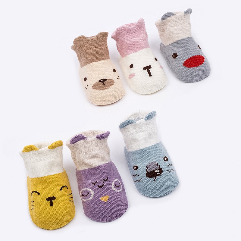 HIPPO LAND kaos kaki bayi lucu kaus kaki anak anti slip/Kaus kaki perahu 6PC 120-125