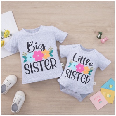 Baju anak lengan pendek baju anak BIG LITTLE SISTER import