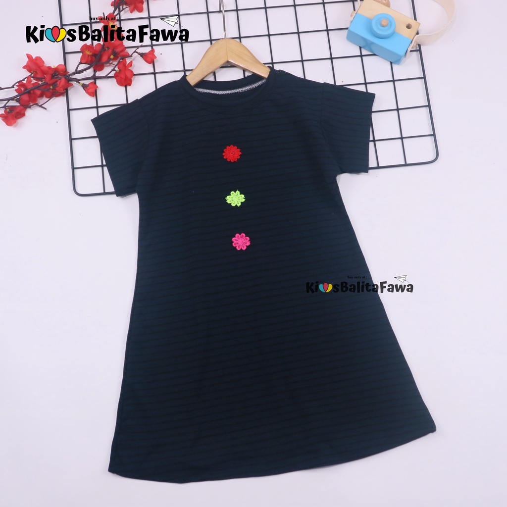 Dress Larissa uk 3-4 Tahun / Dres Lengan Pendek Baju Anak Perempuan Tunik Balita Cewek Blouse Atasan