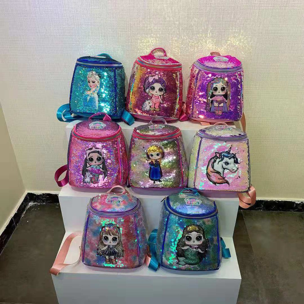 Ransel Sequin LOL tabung - LOL14 backpack anak perempuan tk sd