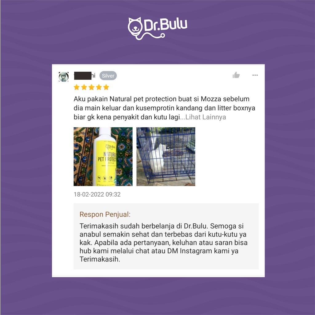 Dr.Bulu - Natural Pet Protection For Cat - Proteksi Bulu Kucing Alami dan Disenfektan Lingkungan