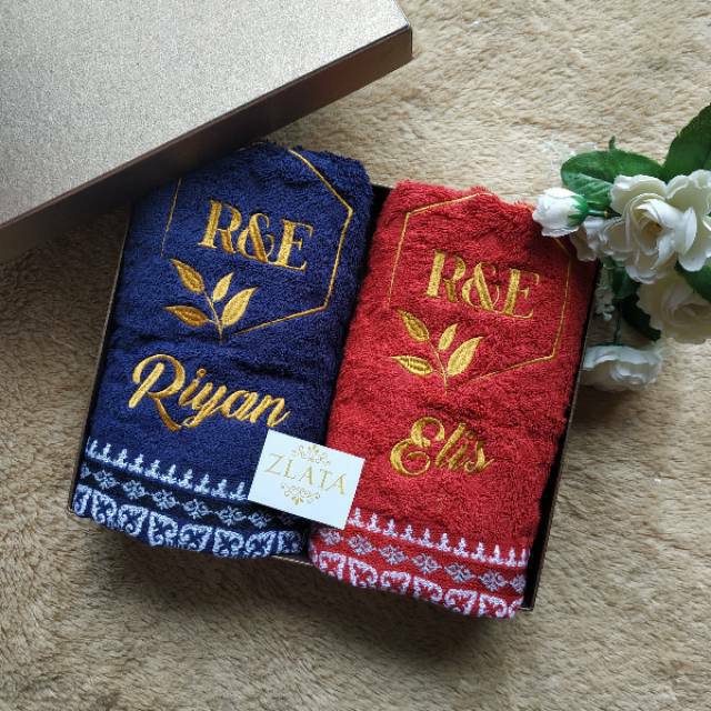 Kado Seserahan Handuk Couple Bordir Terry Palmer Premium Kado Seserahan Handuk Couple Bordir Terry Palmer Premium