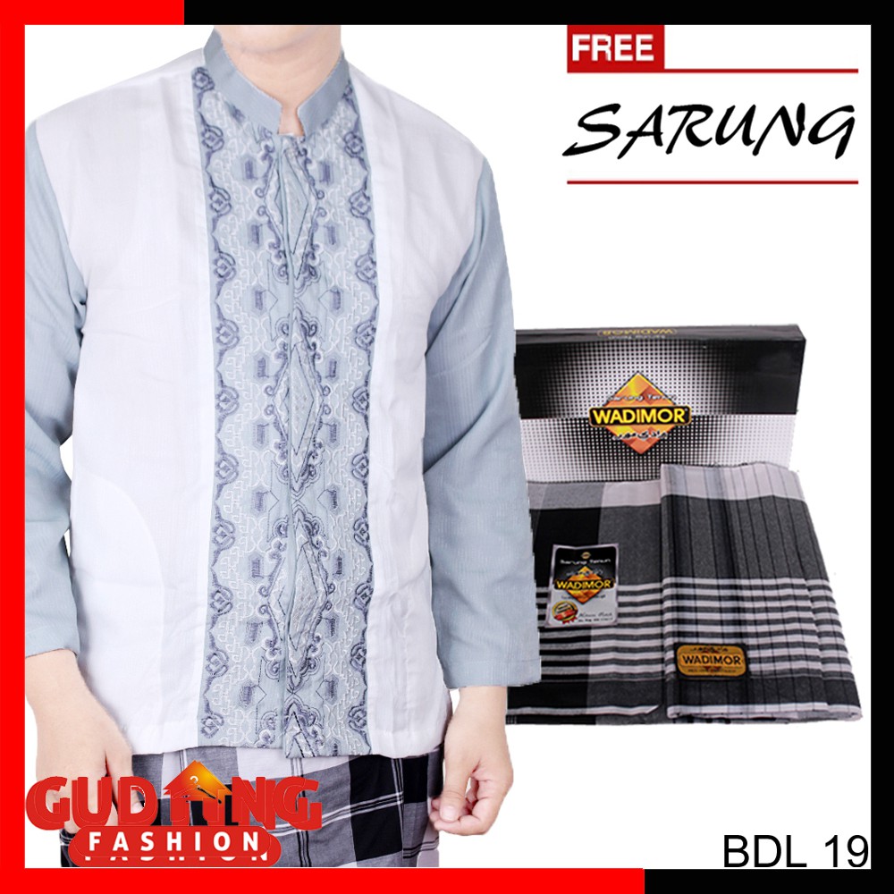 Baju Koko Muslimin Pria Lengan Pendek + Bonus Free Sarung (KKS KKL)