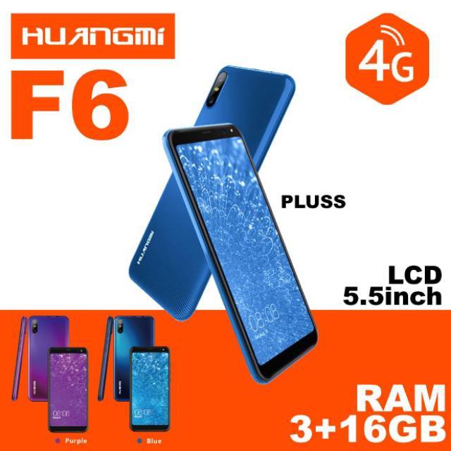 Hp HUANG MI huangmi F6 Plus pluss ram 3gb 3/16 ram3 SHININGGARANSI RESMI android jaringan 4g lte