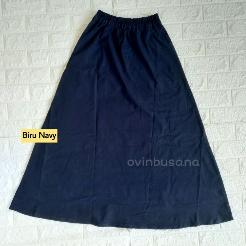 ROK DENIM KAOS POLOS / BASIC SKIRT - BAHAN PREMIUM, PANJANG, LEBAR, STRETCH / MELAR-Biru Navy