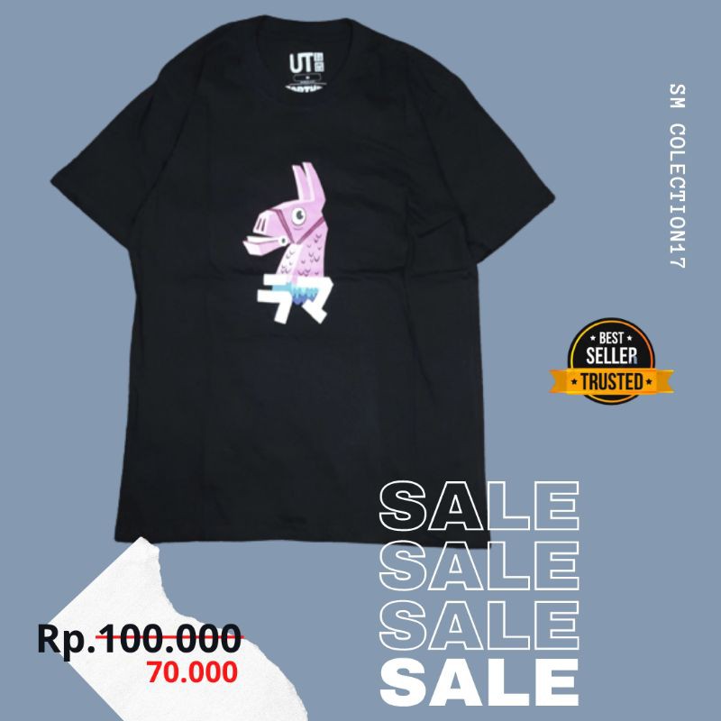 BAJU PRIA/ORI KAOS DISTRO/KAOS PRIA/COTTON COMBED/TSHIRT UNIQLO X FORNITE BLACK