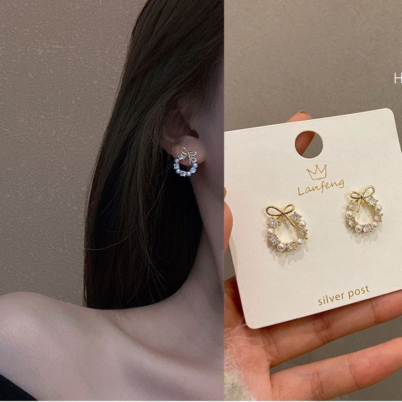 ANTING BULAT PITA FULL PERMATA ACCESORIES EARRINGS AKSESORIS ANTING ANTING LUCU KOREA JEWELRY FASHION