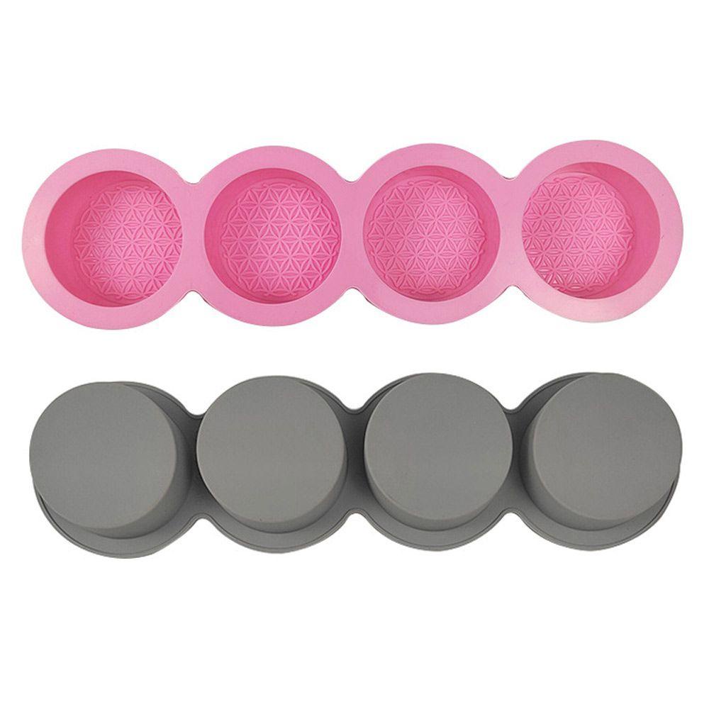 R-flower Silicone Soap Mold Perlengkapan Membuat Dekorasi Rumah DIY Craft Vintage Round Mold 4rongga Handmade Perlengkapan Sabun