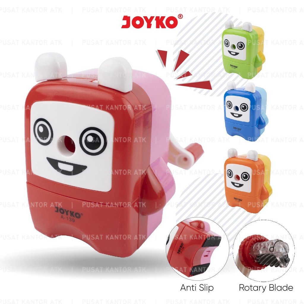 

Rautan Putar Sharpener Meja Joyko A139 Motif Smile Pengserut Serutan